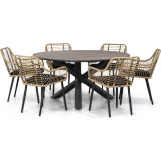 👉 Tuinset mixed grey wicker dining sets taupe-naturel-bruin Domani Certo/Ancona 150 cm rond 7-delig 7423606565545