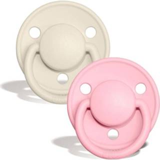 👉 Speen roze wit baby's BiBS - De Lux Pacifier One Size Fopspeen 2 stuks Ivory / Baby Pink 5713795200597