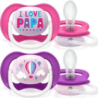👉 Speen paars Philips Avent - Ultra Air Fopspeen Happy 6/18 maanden 2 stuks SCF080/04 8710103949268