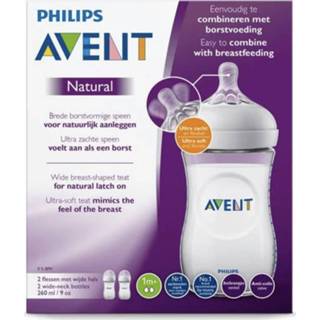 👉 Babyfles wit baby's Philips Avent - Natural 260ml 1+ maanden 2 stuks SCF033/27 8710103873624