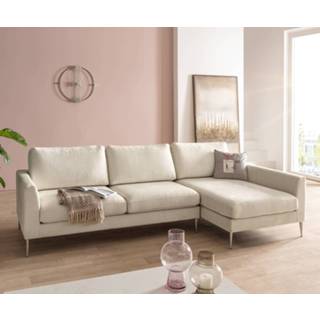 👉 Hoekbank wit DELIFE Marla 285x140 cm Chenille crème-wit ottomaan rechts 4251919741423