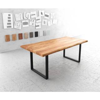 👉 Eettafel zwart metaal DELIFE Classic-Edge 200x100 acacia natuur smal 4251919769182