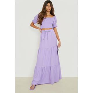 👉 Maxi rok lilac Geplooide Top Met Pofmouwen En Laagjes,