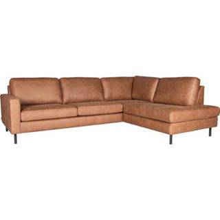 👉 Hoekbank microfiber antraciet LABEL51 Genua - Cognac 2,5-Zits + Ottomane 8720195403449