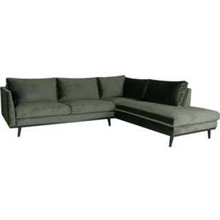 👉 Hoekbank donkergroen fluweel antraciet LABEL51 Siena - Army green 2,5-Zits + Ottomane 8719323327986