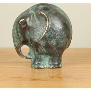 👉 Olifanten beeldje Olifant beeld uit brons, 14 cm