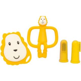 👉 Bijt ring silicoon geel jongens Matchstick Monkey Bijtring Starter Set Ludo Leeuw 5060679070945