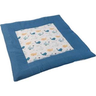 👉 Deken meisjes blauw blauwe Ullenboom Kruipende Wafel Pique Motief Walvissen 100x100 cm 4260749325062