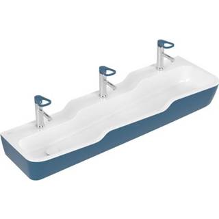 👉 Villeroy & Boch O.novo Kids wastafel met 3x1 kraangat 130x43cm zonder overloop ocean blue 4A0813BC9A