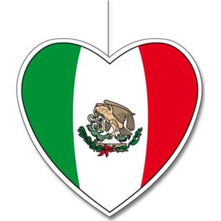 👉 Vlag multi karton active Mexico hangdecoratie hartjes vorm 14 cm