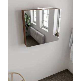 👉 Spiegelkast bruin MDF hangend cubb Mondiaz 80x70x16cm rust met 2 deuren 6011434164149