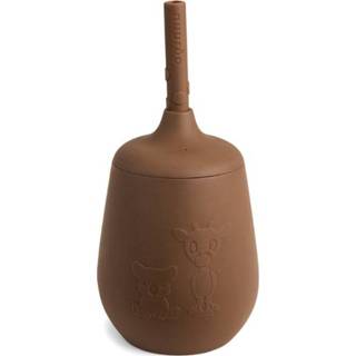 👉 Drink beker silicoon jongens bruin Nuuroo Drinkbeker met rietje Adita 230ml, Acorn 5715235000699
