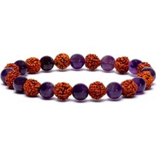 👉 Edelsteen armband elastisch amethist Rudraksha/Amethist - 8718657465128