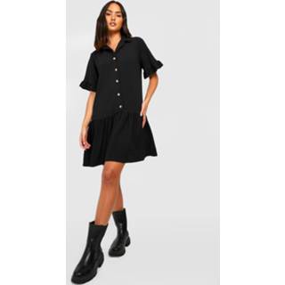 👉 Blouse Jurk Met Textuur En Laagjes, Black