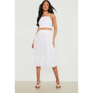 👉 Midi rok wit Tall Dobby Mesh Met Franjes, White