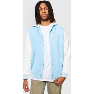 👉 Jersey Bomberjack Met Contrasterende Capuchon, Light Blue