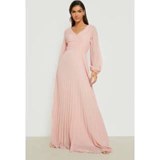 👉 Geplooide Maxi Wikkeljurk Met Laag Decolleté, Blush