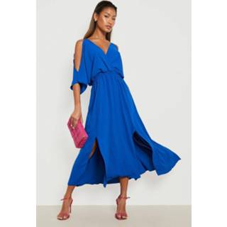 👉 Jurk cobalt Geweven Midaxi Met Wijde Mouwen,