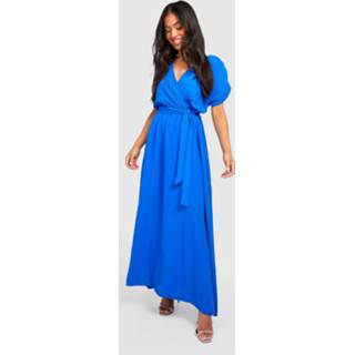 👉 Petite Plisse Maxi Wikkel Jurk Met Ceintuur, Cobalt