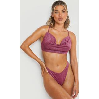 👉 Glimmend Hoog Uitgesneden Bikini Broekje, Berry