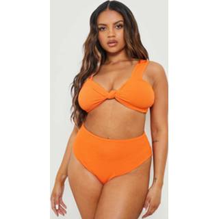 👉 Bikini tangerine Plus Gekreukelde Geknoopte Mix & Match Top,