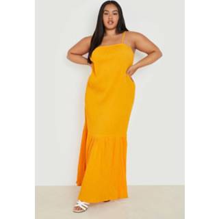 👉 Kaasdoek saffron Plus Maxi Jurk Met Lage Ronde Rug,