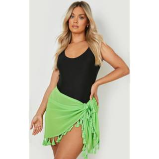 👉 Kwast donkergroen Plus Strand Sarong Met Kwastjes En Ceintuur, Green