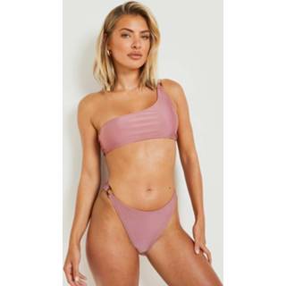 👉 High Waist Bikini Broekje Met Vierkante Zoom, Mauve