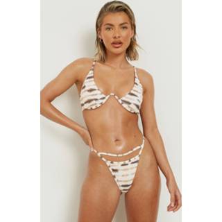 👉 Geribbeld Tie Dye Tanga Bikini Broekje, Ecru