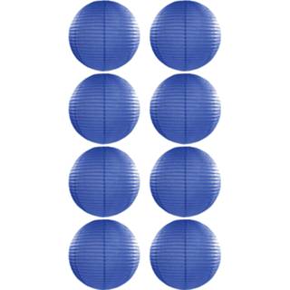 👉 Lampion blauw Pakket van 8x stuks mooie tuinfeest lampionnen helder dia 25 cm