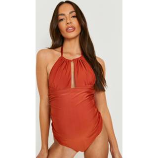 👉 Zwangerschap Badpak Met Halter Neck, Rust