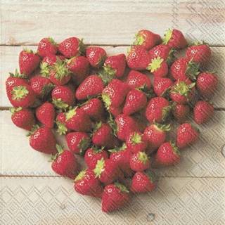 👉 Servet multi 40x Gekleurde 3-laags servetten aardbeien hart 33 x cm