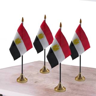 👉 Tafelvlag multi polyester 4x stuks Egypte tafelvlaggetjes 10 x 15 cm met standaard