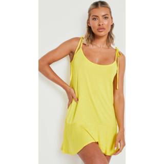 Jersey Swing Strand Jurk Met Bandjes, Yellow