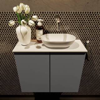 👉 Toiletmeubel grijs witte antraciet MDF wit hangend fowy mat enkel rechts Mondiaz 60cm dark grey met waskom zonder kraangat 6017330714730