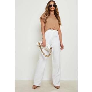 👉 Wide Leg Cargo Broek Met Zak Detail, Ivory