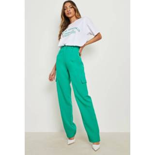 👉 Wide Leg Cargo Broek Met Zak Detail, Bright Green