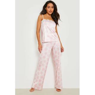 👉 Jumpsuit rose Mesh Wide Leg Met Bandjes En Ruches,