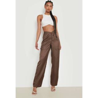 Tall Cargo Broek Met V-Taille En Zakken, Chocolate