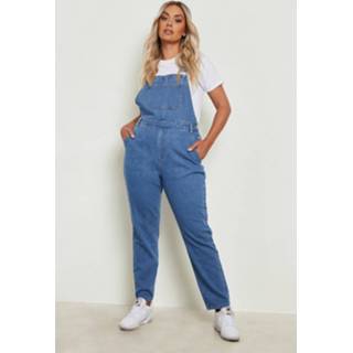 👉 Plus Denim Boyfriend Tuinbroek, Mid Blue