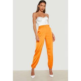 👉 Premium Satijnen Cargo Joggingbroek, Orange
