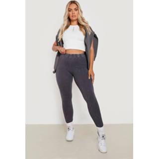 👉 Plus Acid Wash Gebleekte Leggings, Charcoal