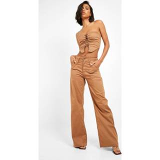 👉 High Waist Cargo Jeans, Chocolate