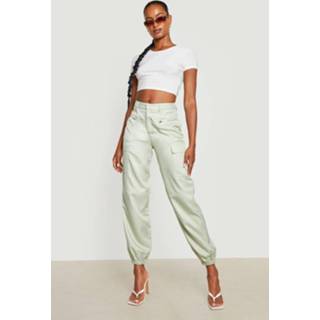 👉 Tall Low Rise Cargo Broek Met Enkel Detail, Sage