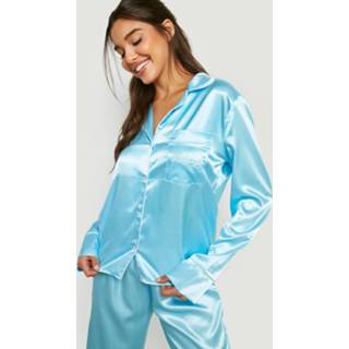 👉 Geborduurde Satijnen Bruidsmeisjes Pyjama Set, Blue