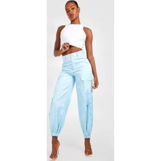 👉 Tall Mid Rise Cargo Broek Met Zoom Detail, Light Blue