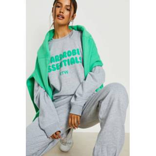 👉 Wardrobe Essentials Trainingspak Met Trui En Tekst, Grey Marl