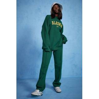 👉 Baggy Wide Leg Joggingbroek Met Biezen, Forest