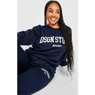 Plus Dsgn Studio Trainingspak Met Print, Navy