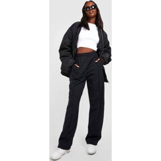 👉 Baggy Wide Leg Joggingbroek Met Biezen, Black